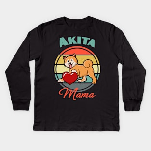 Akita Inu mama mom Dog puppy Lover Cute Mothers Day Kids Long Sleeve T-Shirt